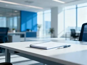 Kobieta z radością otwiera przesyłkę otrzymaną w ramach dostawy Allegro Smart przy drewnianym stole w przytulnym salonie.