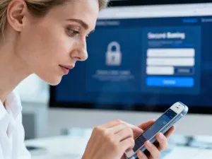 Kobieta przy biurku porządkuje dokumenty finansowe i laptopa, co symbolizuje profesjonalne zarządzanie listą płac.